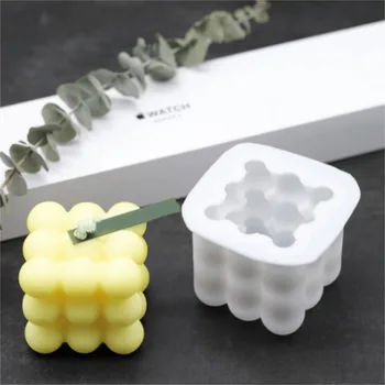 3D Teflonové Mousse Dort Forma na Pečení Náměstí Vosk Silikonové Formy Konkávní Koule Kouzelná Kostka Bublina Formy DIY Handmade Mýdlo Formy