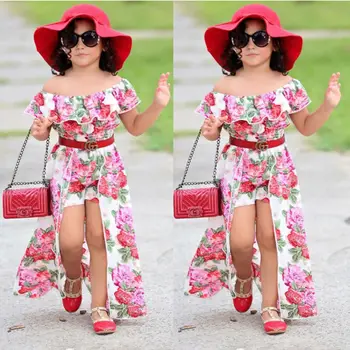 3ks Baby Dívky Letní Off Rameno Květinové Potištěné topy + Květinové kalhoty Šaty Dětské Oblečení Oblečení Set