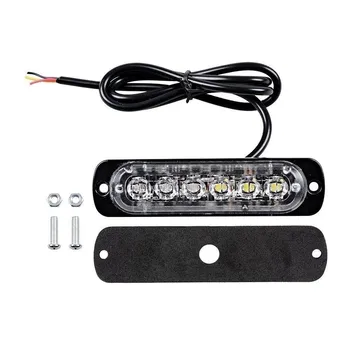 6 LED Light Bar Flash Pohotovostní Vůz Varování Strobe Flash Amber Ocas Vodotěsný světlomet Pás pro nákladní Off-Road Vozidla