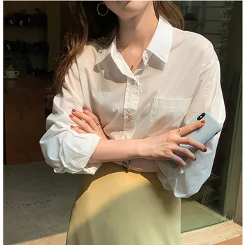7Colors 2021 jaro podzim ženy halenka korejský styl Základní Kostkované košili ženy vynosit Dlouhý rukáv topy(X1812