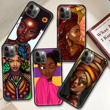 Africká Dívka Kryt pro Apple iPhone 7 12 Mini 11 Pro XR-X XS Max 6 6S 8 Plus 5 5S SE Shockprooft Měkké Telefon Případ
