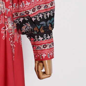 Big-name letní dámské bavlněné a lněné 3D tisk etnickém stylu plisované šaty 2020New dámské módní party listového sukně XL