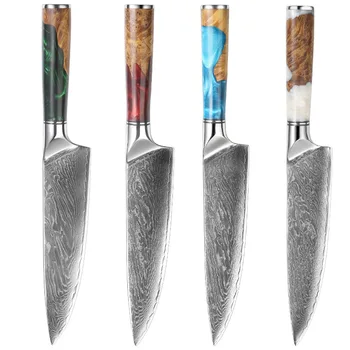 Damašku Chef Nůž 8 Palcový Kuchyňské Nože Profesionální VG10 s Vysokým obsahem Uhlíku z Nerezové Velmi Ostré Damašek Oceli Nůž Rukojeť Pryskyřice