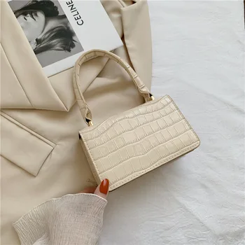 Elegantní Ženské Mini Tote bag 2021 Nové Kvalitní Kožené Dámské Kabelky Krokodýlí vzor Řetězce Rameno Messenger Bag