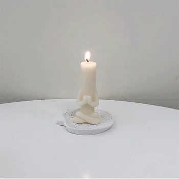 Jednoduchý Cylindrický Jóga Modlitba Svíčky Silikonové Formy Meditace Portrét Diy Omítky Plísně Mýdla, Bytové Dekorace, Ozdoby