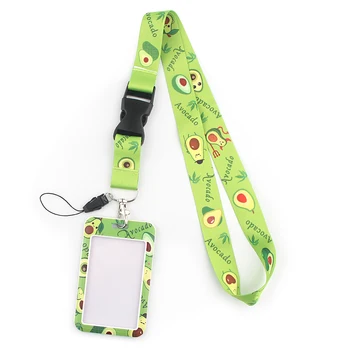 JF475 Letní Zelená Šňůrka Ovoce Avokádo Klíčenka ID Karty Odznak Držitel Kamera pro USB Odznak Držitel DIY Visí Lano