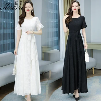 Maxi Šaty Pro Ženy Vintage Bílá Černá Šifon Casual Šaty Plus Velikosti Ropa Mujer Verano 2021 Longue Femme Halenky Vestidos