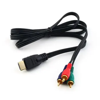 Mini HDMI-kompatibilní se 3RCA Video Komponentní Připojení Kabelu Převést Hub Kabel Line Velkoobchodní for3 Gold Konektor RCA polyetylénový Sáček