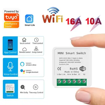 Mini Tuya Wifi DIY Spínač Bílá 16/10A 2 Způsob, Smart Home Control Module Light Časovač Pracovat s Alexa Google Home Smart Life Aplikace