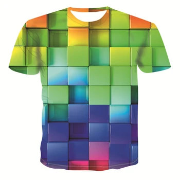 Nové Letní oblečení-krátký rukáv topy móda Ulice trend youth t-shirt geometrické grafické módní T-košile muži ' s ležérní tričko