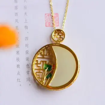 Nové stříbrné s přírodními a Tian Baiyu lotus lotus Přívěsek Náhrdelník Čínském stylu retro malé skupiny design ženy značky šperky