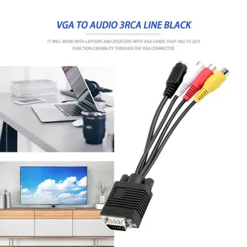 Nový 1ks 3 RCA Samice Převodník Kabel Nový VGA na Video TV výstup S-Video AV Adaptér Nejnovější Drop Shipping Velkoobchod