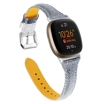 Nový Gradient Lesklé Kůže Watchband pro Fitbit Versa 3 Chytré Hodinky Kapela Módní Osobnost Kožený Pásek pro Fitbit Smysl