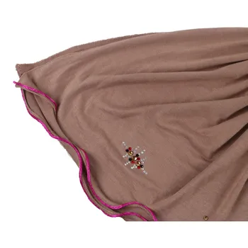 Nový Styl plain barva šál Nový Trend Arabské Dubaji Muslimské ženy měkké prodyšné jersey bavlna hidžábu šátek s kamenem D32