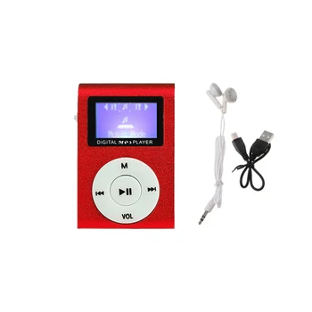 Sportovní MP3 Přehrávač s LCD Displej, Kovové Mini Clip Metal Vícebarevná Přenosný MP3 Hudební Přehrávač, Podpora 32 gb Micro TF/SD Karty
