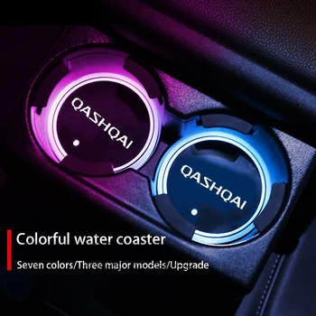 Světelný Car Cup Coaster Držitel 7 Barevné USB Nabíjecí Auto Led Atmosféru Světla Pro Nissan Qashqai J10 J11 Auto Příslušenství