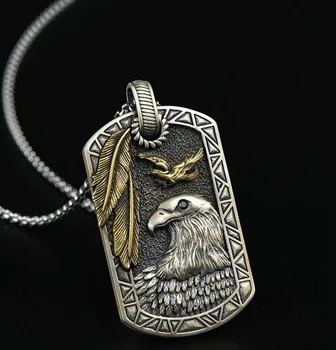 Vintage Gold Eagle Medaili Přívěsek Náhrdelník pro Muže, Vysoce Kvalitní Kovový Rock Party Šperky