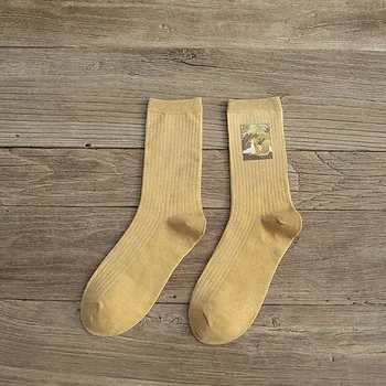 Zvíře Dívka Tisk Harajuku Kawaii Ženy Ponožky Králík, Medvěd, Jelen Roztomilé Ponožky Abstraktní Olejomalba Korejský Styl Art Kreativní Sokken