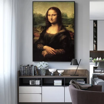 Úsměv Mona Lisa, Portrét Plátně Umění Malby Reprodukce Klasického Da Vinci Slavný Umění Tisků Pro Obývací Pokoj Dekor Cuadros