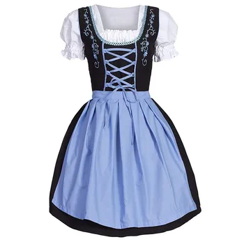 Ženy Středověký Kostým Šaty Sady německý Oktoberfest Dirndl Šaty Cosplay Kostým Party Šaty M-5XL Plus Velikosti Drop Shipping