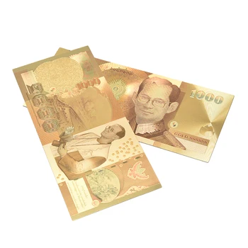 1ks Thajsko Bankovky 1000 Bahtů v 24k Zlato, Papírové Peníze, Plastový Rám Kolekce