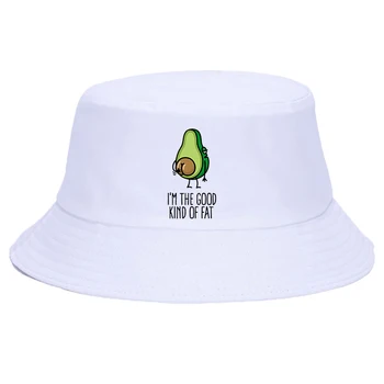 2021 Avokádo Harajuku Kawaii Kreslený Letní kbelík klobouk ženy Muži Panama Kbelík Cap Konstrukce Plochých Hledí Rybář Klobouk