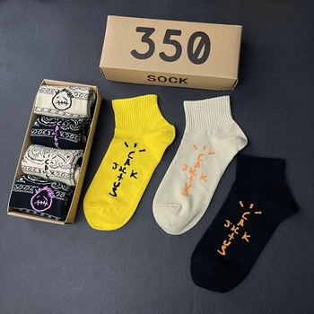 2021 Nové Ponožky Skate Nízké Ponožky Men Sport Travis Scott Kaktus Jack Šátky Ponožky Streetwear, Hip Hop 4 Párů/krabice