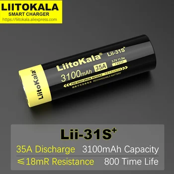 4KS Nové LiitoKala Lii-31 18650 Baterie 3.7 V Li-ion 3100mA 35A baterie Pro vysoké vypouštěcí zařízení.