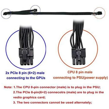 5kusů ATX CPU 8 Pin Samec na Duální PCIe 2X 8 Pin (6+2), Samec Napájecí Adaptér Kabel pro Corsair Modulární Napájení(63 cm+23 cm)
