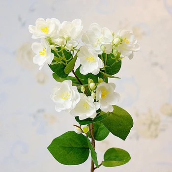 60cm 3 Pobočky Jasmín Květ Umělé Hedvábné Květiny Pro Domácí Dekorace DIY Svatební Fake Flower Garden Decor