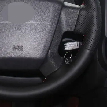Auto Volantu Kryt, Ručně Šité Černé Umělé Kůže Pro Jeep Compass 2006-2010 Starý Patriot 2007 2008 2009 2010