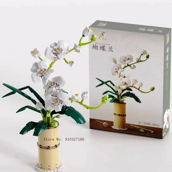 Barevné Phalaenopsis Váza Květiny, Kytice, Rostliny, Stavební Bloky, Hrnkové Květy Ozdoby Dekorace Model Cihly Diy Dítě Hračky