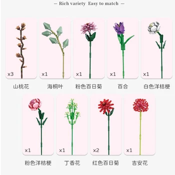 Barevné Phalaenopsis Váza Květiny, Kytice, Rostliny, Stavební Bloky, Hrnkové Květy Ozdoby Dekorace Model Cihly DIY Dítě Hračky