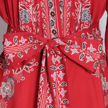 Big-name letní dámské bavlněné a lněné 3D tisk etnickém stylu plisované šaty 2020New dámské módní party listového sukně XL