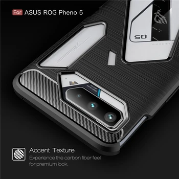 Carbon Fiber Kryt Pro Asus ROG Telefon 5 Pro Případ Pryže Silicon Zpět Pouzdro Pro Asus ROG Telefon 5 Pro Pouzdro Pro Asus ROG Telefon 5 Pro