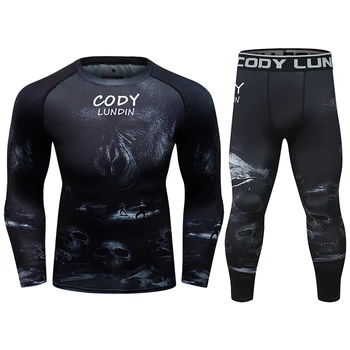Cody Lundin Běží Sublimace Tištěné Sportovní Oblek Mužů Teplákové Soupravy Gym Rashguard Legíny