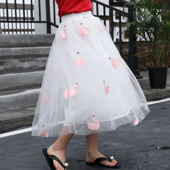 Dívka Tutu Sukně dětské Letní Šifon Kostým Princezna Výšivka plesové Šaty pro Děti, Dospívající Oblečení Swan Vzor Dlouhá Sukně