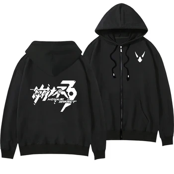 Honkai Dopad 3 3 zip Mikina s kapucí black print Bunda VALKYRJA cosplay kostým s kapucí kabát anime topy