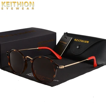 KEITHION Značka Designer Retro Classic Vintage Kolo Polarizační Brýle Muže, Sluneční Brýle, Ženy, Černé čočky, Brýle Jízdy