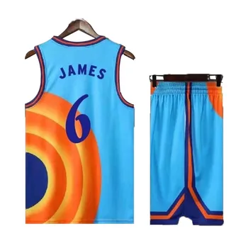 Kostým Space Jam JAMES 6# Film Tune Squad Basketbal Jersey Set Sportovní Vzduchový Slam Dunk Rukáv Košile Tričko Jednotné