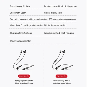KUULAA Bezdrátová Sluchátka Bluetooth 5.0 V Uchu Eadbuds Sportovní hi-fi Stereo Headset Sportovní Sluchátka pro Huawei, Xiaomi Samsung