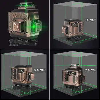 Laser 16 Linek 4D Zelenou bluetooth APP Ovládání LED Displej samonivelační 360 Horizontální Vertikální Cross Laser Úrovně