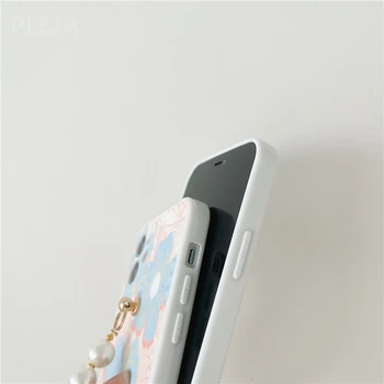 Luxusní Roztomilé Pearl Ruční Popruh, Telefon Pouzdro Pro iPhone 12 11 Pro Max XR XS Max X 7 8 Plus SE roku 2020 Funda Květina Náramek Kryt Coque