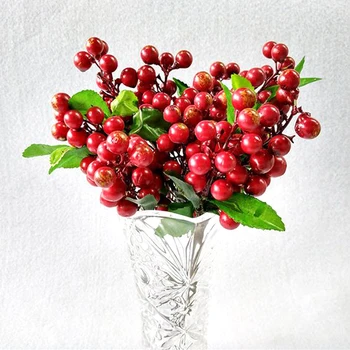 Mini Umělé Bobule Květiny Ovoce Vánoční Falešný Berry A Malé Pěnové Květiny, Dekorace Svatební Domácí Stolní Rostlin Uspořádání
