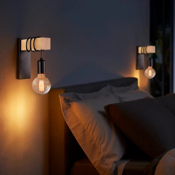 Retro Železné Dřevo Nástěnné Svítidlo E27 Nordic Vnitřní Průmyslové Dekor Nástěnné Světlo, Svítidla Pro Domácí Jídelna Svícnu Noční Ložnice Lampa