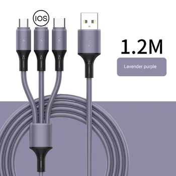 Rychlé Nabíjení Kabel Kapalina Silikonový Materiál Multi-funkce 3 v 1 Nabíjecí Kabel pro iOS Rozhraní Type-C Micro USB Pro iphone