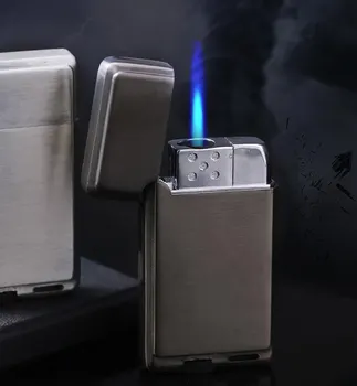 Ultra-thin Metal Jet Torch Lighter Windproof Blue Flame Gas Lighter Cigarette Lighter Spray Gun Butane Lighter Cigarrillo Elec