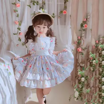 V létě Lolita španělské ročník nástěnné Princezna Králík Bavlna O-krk Shortsleeve plesové Šaty Šaty Pro Dítě, Dívka, Dárek, Velikonoce