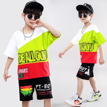 V Pohodě Chlapci Letní Oblečení, Děti Móda Dopis Tisk Krátký Rukáv T-Shirt, Šortky Set Děti Hip Hop Streetwear Kostým Teen Oblek