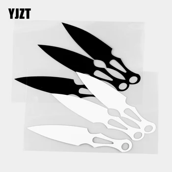 YJZT 11.9×15,7 CM Klasické Chladné Zbraně Vrhací Nůž Auto Samolepka Vinyl Obtisk Těla Styling Dekorace Černá / Stříbrná 20C-0324